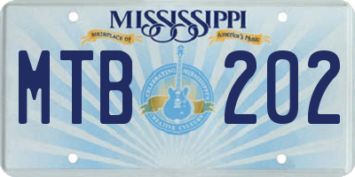 MS license plate MTB202