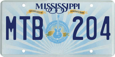 MS license plate MTB204