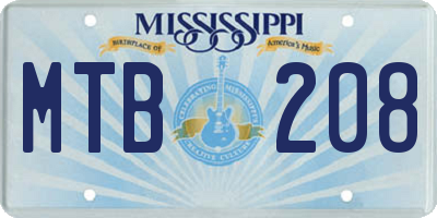 MS license plate MTB208
