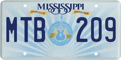 MS license plate MTB209