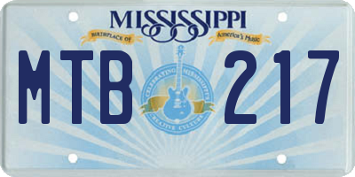 MS license plate MTB217