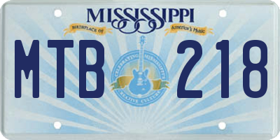 MS license plate MTB218