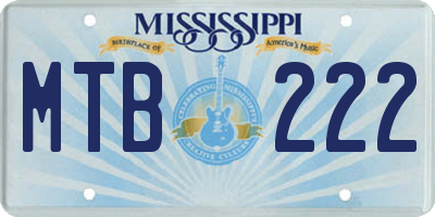MS license plate MTB222