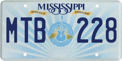 MS license plate MTB228