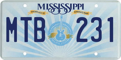 MS license plate MTB231