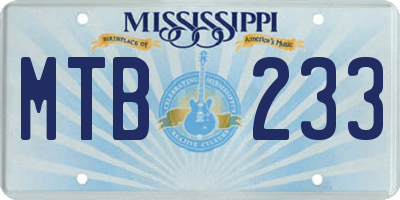 MS license plate MTB233