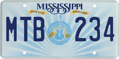 MS license plate MTB234