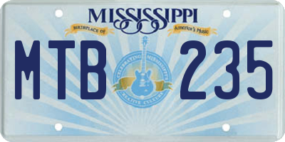 MS license plate MTB235
