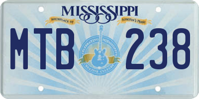 MS license plate MTB238