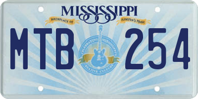 MS license plate MTB254