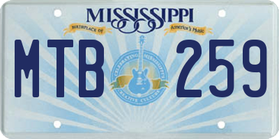 MS license plate MTB259