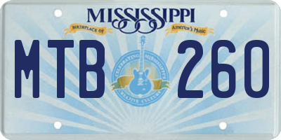 MS license plate MTB260