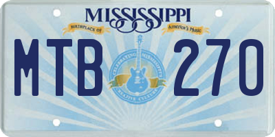 MS license plate MTB270
