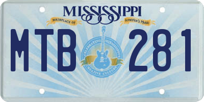 MS license plate MTB281