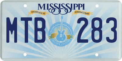 MS license plate MTB283