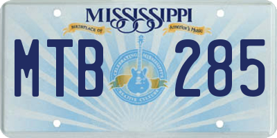 MS license plate MTB285