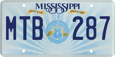 MS license plate MTB287
