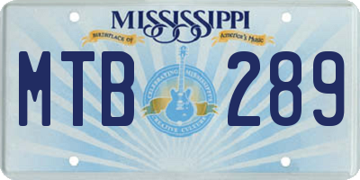 MS license plate MTB289