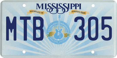 MS license plate MTB305