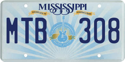 MS license plate MTB308