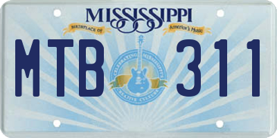 MS license plate MTB311