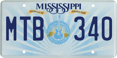 MS license plate MTB340