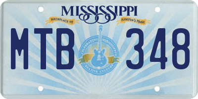 MS license plate MTB348