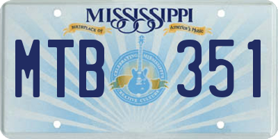 MS license plate MTB351