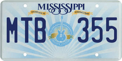 MS license plate MTB355