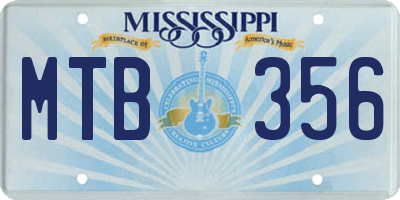 MS license plate MTB356