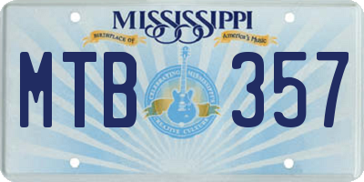 MS license plate MTB357