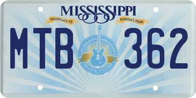 MS license plate MTB362