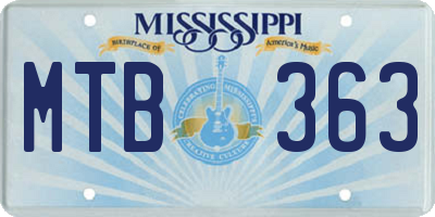 MS license plate MTB363