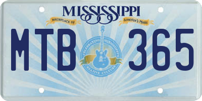 MS license plate MTB365