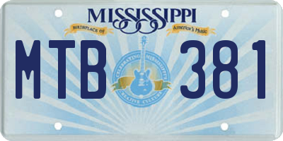MS license plate MTB381