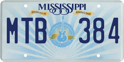 MS license plate MTB384