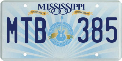 MS license plate MTB385