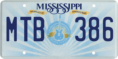 MS license plate MTB386