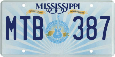 MS license plate MTB387