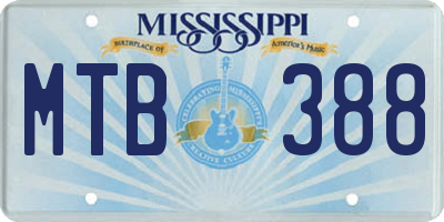MS license plate MTB388