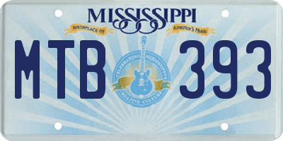 MS license plate MTB393