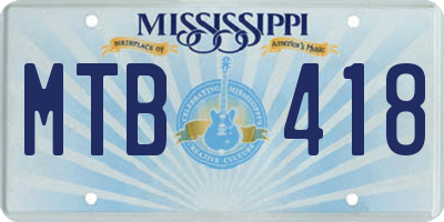 MS license plate MTB418