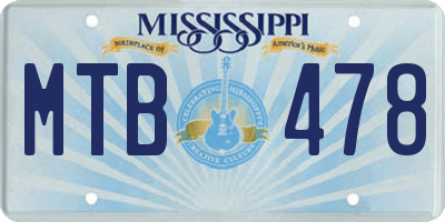 MS license plate MTB478