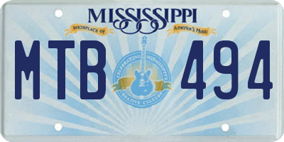 MS license plate MTB494