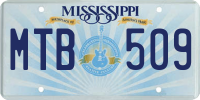 MS license plate MTB509