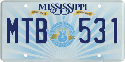MS license plate MTB531