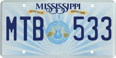 MS license plate MTB533
