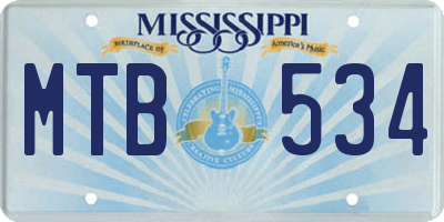 MS license plate MTB534