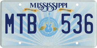 MS license plate MTB536