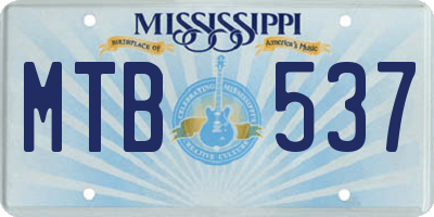MS license plate MTB537